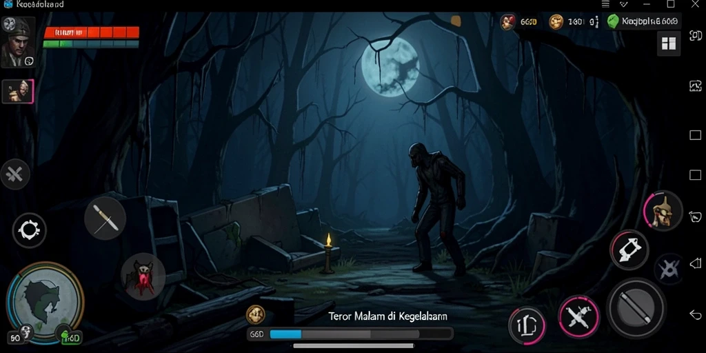 Screenshot menunjukkan suasana mencekam dari gameplay 66D yang penuh ketegangan.