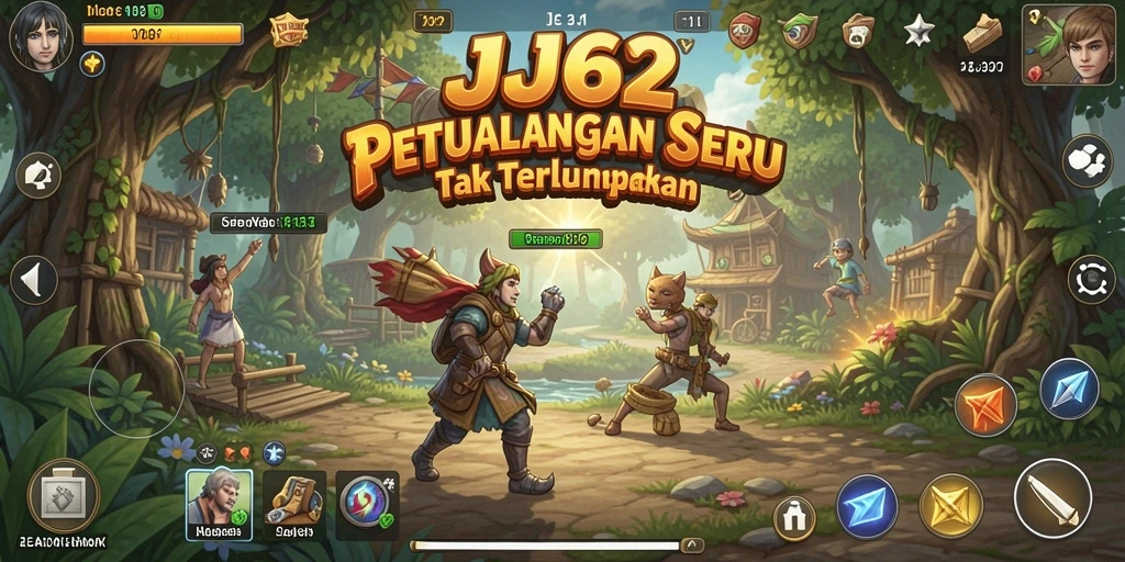 Screenshot gameplay JJ62 menunjukkan aksi petualangan menegangkan.