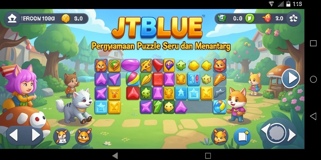 Tampilan gameplay JTBLUE yang seru dan penuh tantangan.