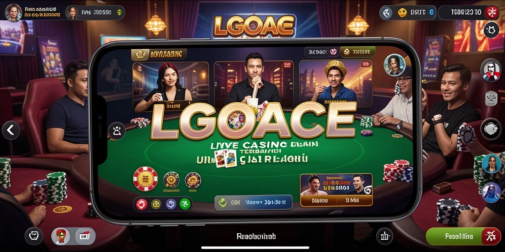 Tampilan utama LGOACE yang menampilkan dealer Live Casino dan permainan.