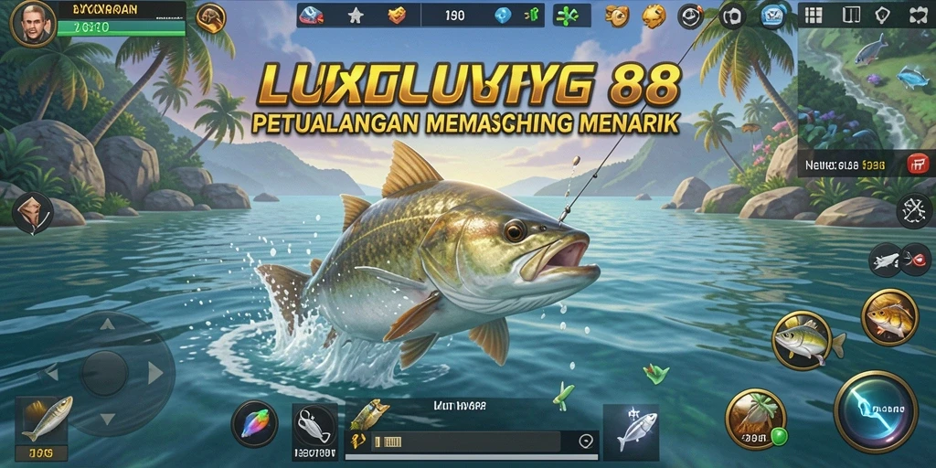 Screenshot gameplay LUXURY88 menampilkan aksi memancing yang seru.