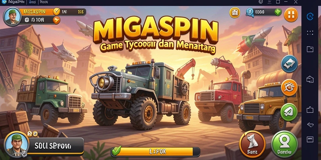 Screenshot gameplay MIGASPIN menampilkan aktivitas pengelolaan perusahaan yang intens.