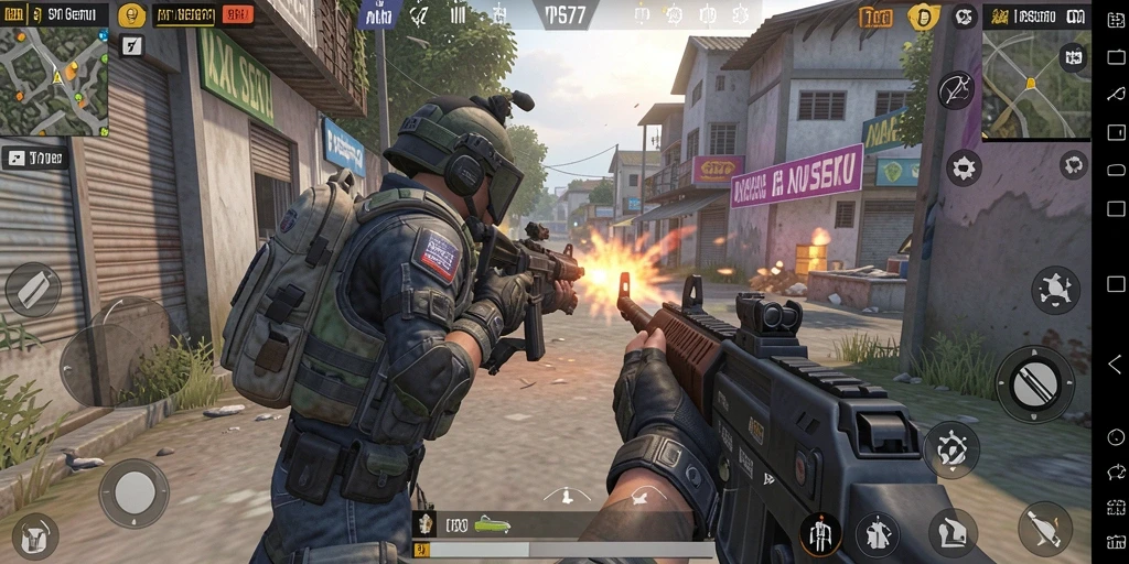 Screenshot PSG77 menampilkan aksi seru dalam gameplay TPS.
