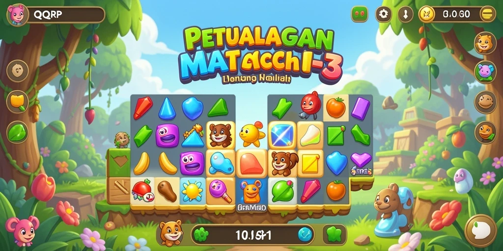 Tampilan gameplay seru dari QQRP dengan elemen Match-3.