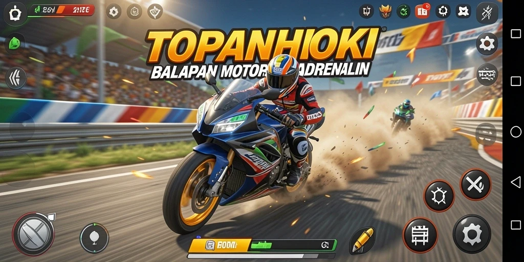 Tampilan aksi balapan motor yang mendebarkan di TOPANHOKI.